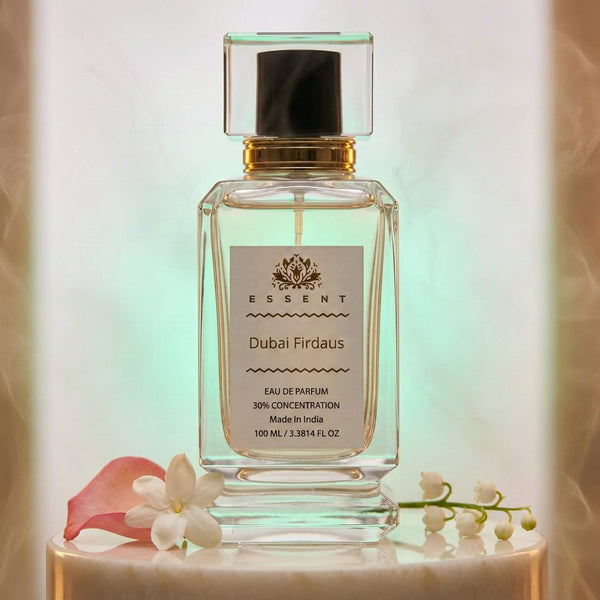 Essent Dubai Firdaus 30 ml eau de parfum bottle — white floral