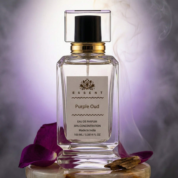 Essent Purple Oud 30 ml eau de parfum bottle — oud & amber