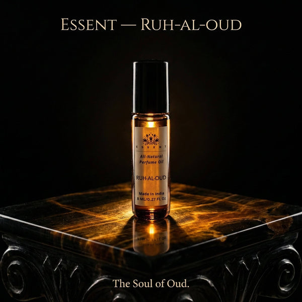 Essent Ruh-Al-Oud 8 ml roll-on attar bottle — oud & amber
