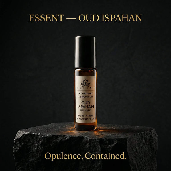 Essent Oud Ispahan 8 ml roll-on attar bottle — oud & amber