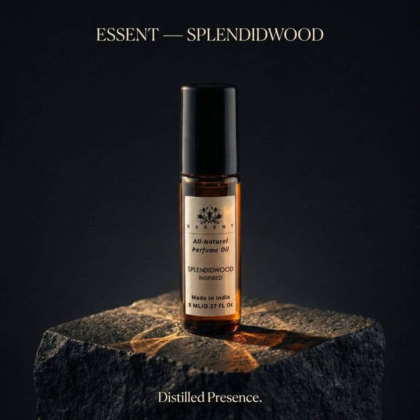 Essent Splendidwood 8 ml roll-on attar bottle — oud & amber