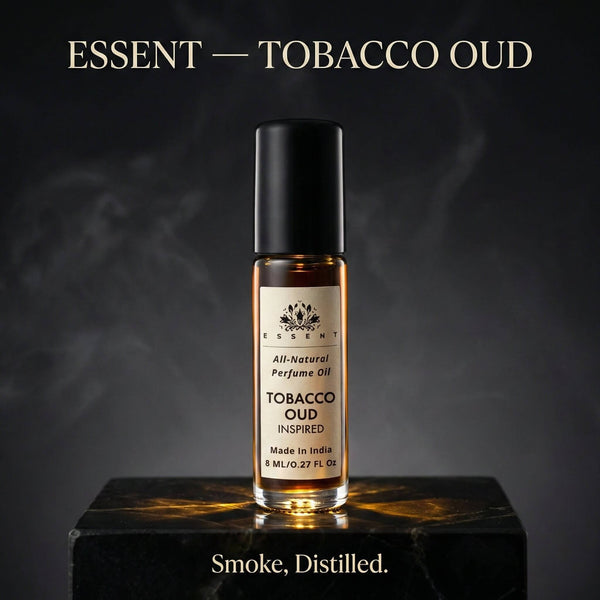 Essent Tobacco Oud 8 ml roll-on attar bottle — oud & amber