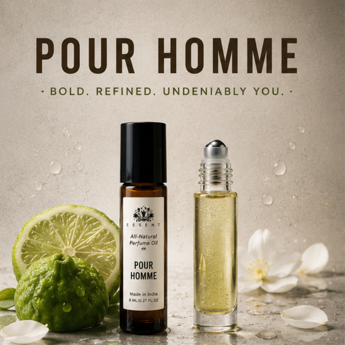 Essent Pour Homme 8 ml roll-on attar bottle — fresh citrus, view 5