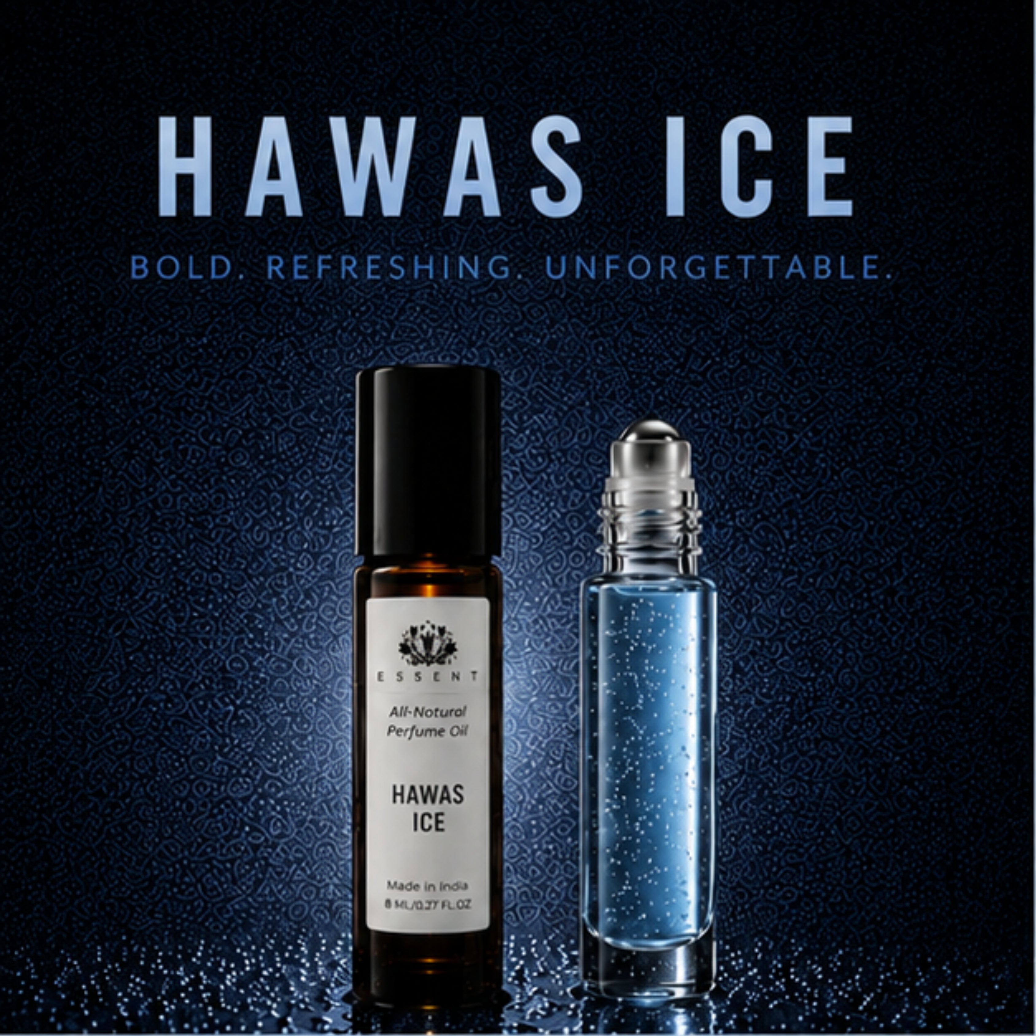 Essent Hawas Ice Perfume Oil Roll-On Attar 8 ml | Fresh Aquatic Unisex Fragrance