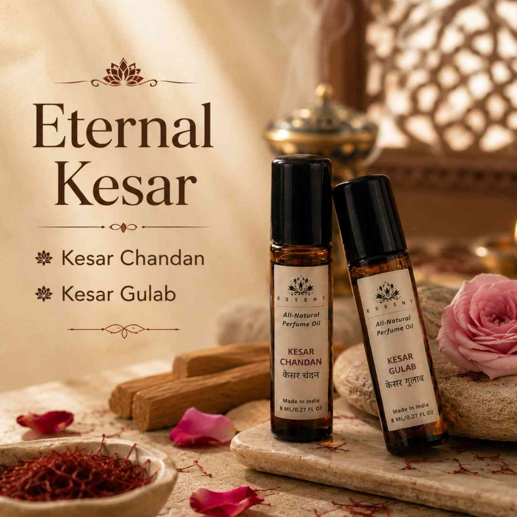 Essent Perfumes Kesar Chandan & Kesar Gulab Roll On Attar 8ML | Pack of 2