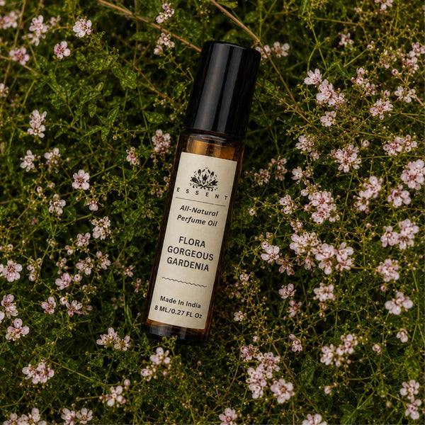 Essent Gorgeous Gardenia 8 ml roll-on attar bottle — white floral