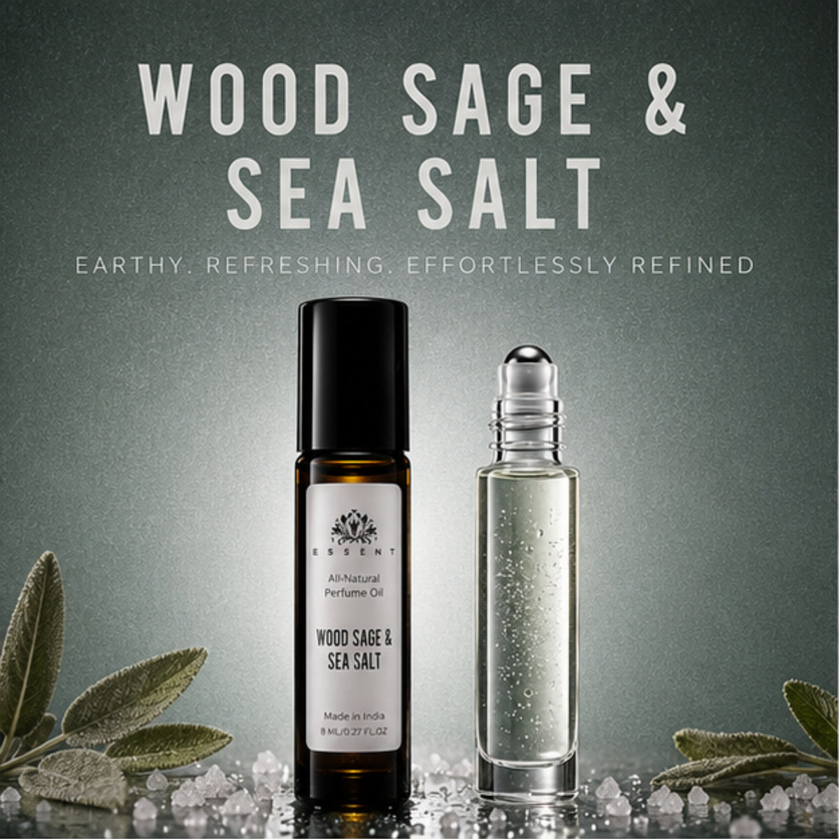 Essent Wood Sage & Sea Salt 8 ml roll-on attar bottle — aquatic fresh, view 5
