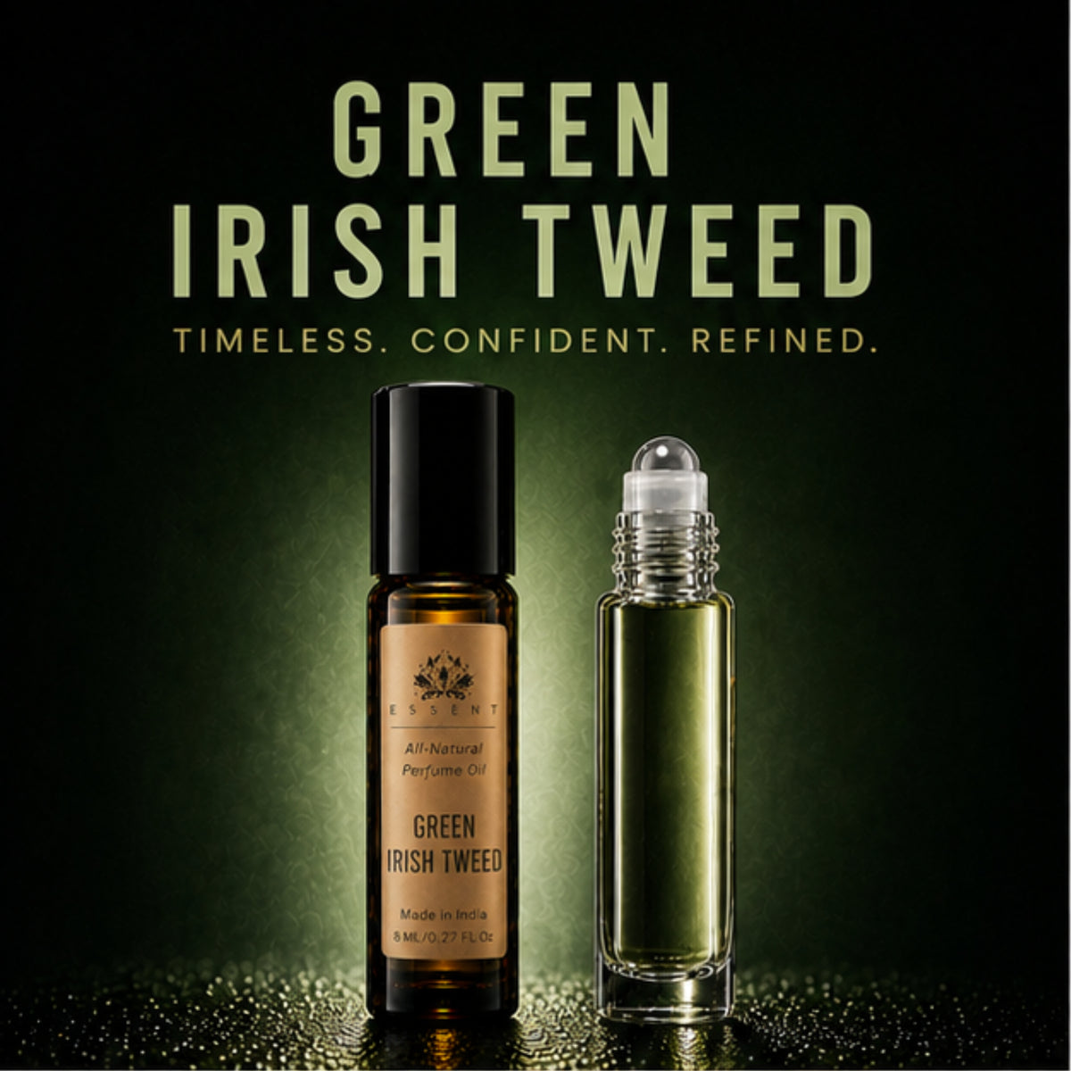 Essent Green Irish Tweed 8 ml roll-on attar bottle — woody, view 5