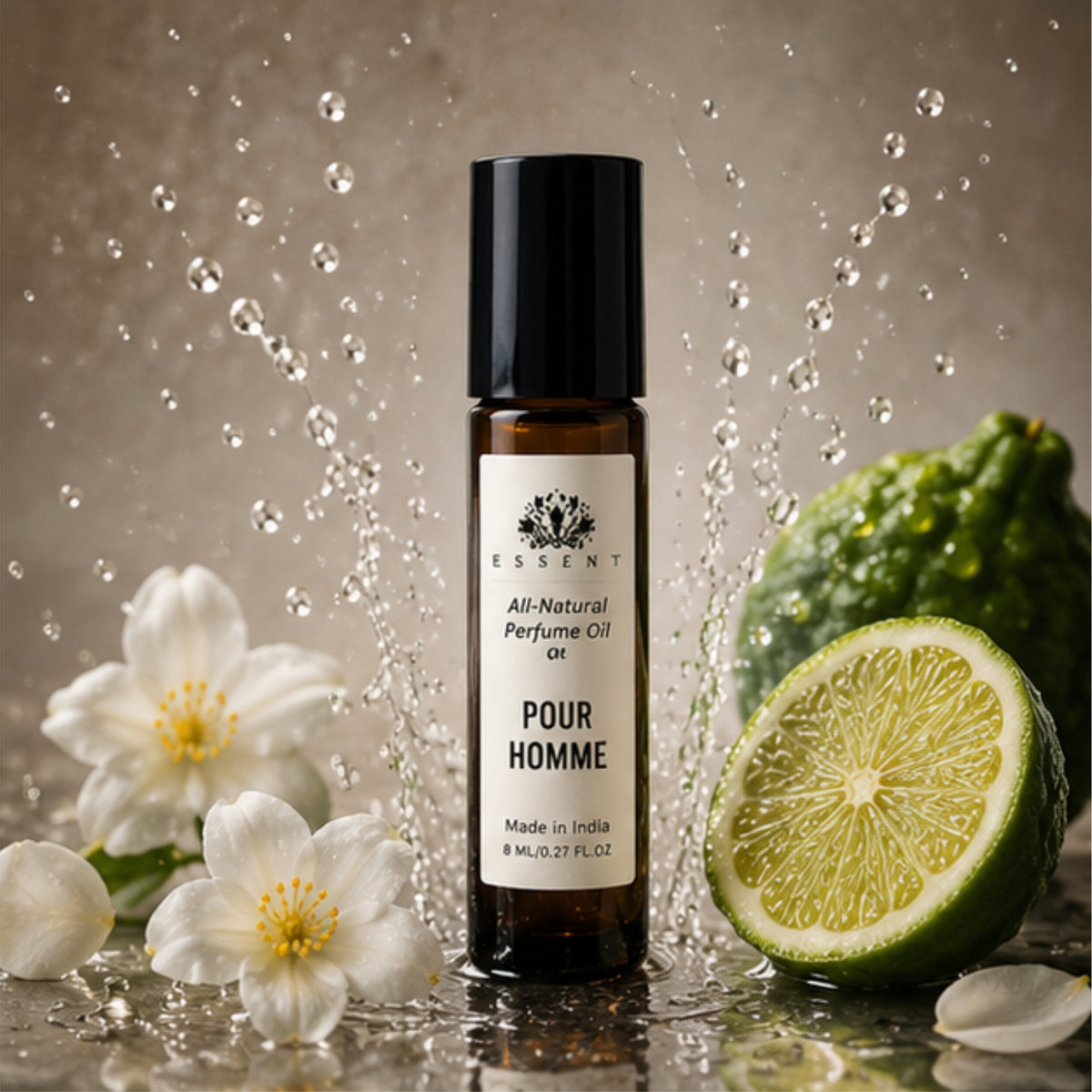 Essent Pour Homme 8 ml roll-on attar bottle — fresh citrus, view 3