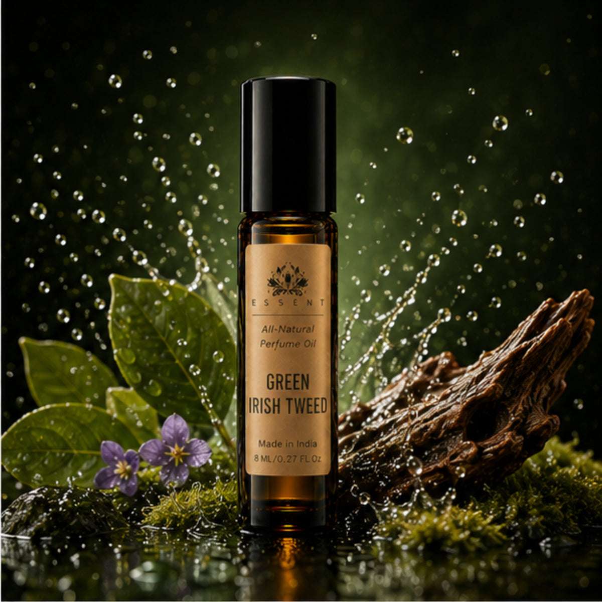 Essent Green Irish Tweed 8 ml roll-on attar bottle — woody, view 3