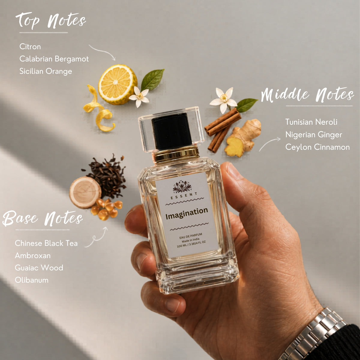 Essent Imagination 100 ml eau de parfum bottle — fresh citrus, view 5