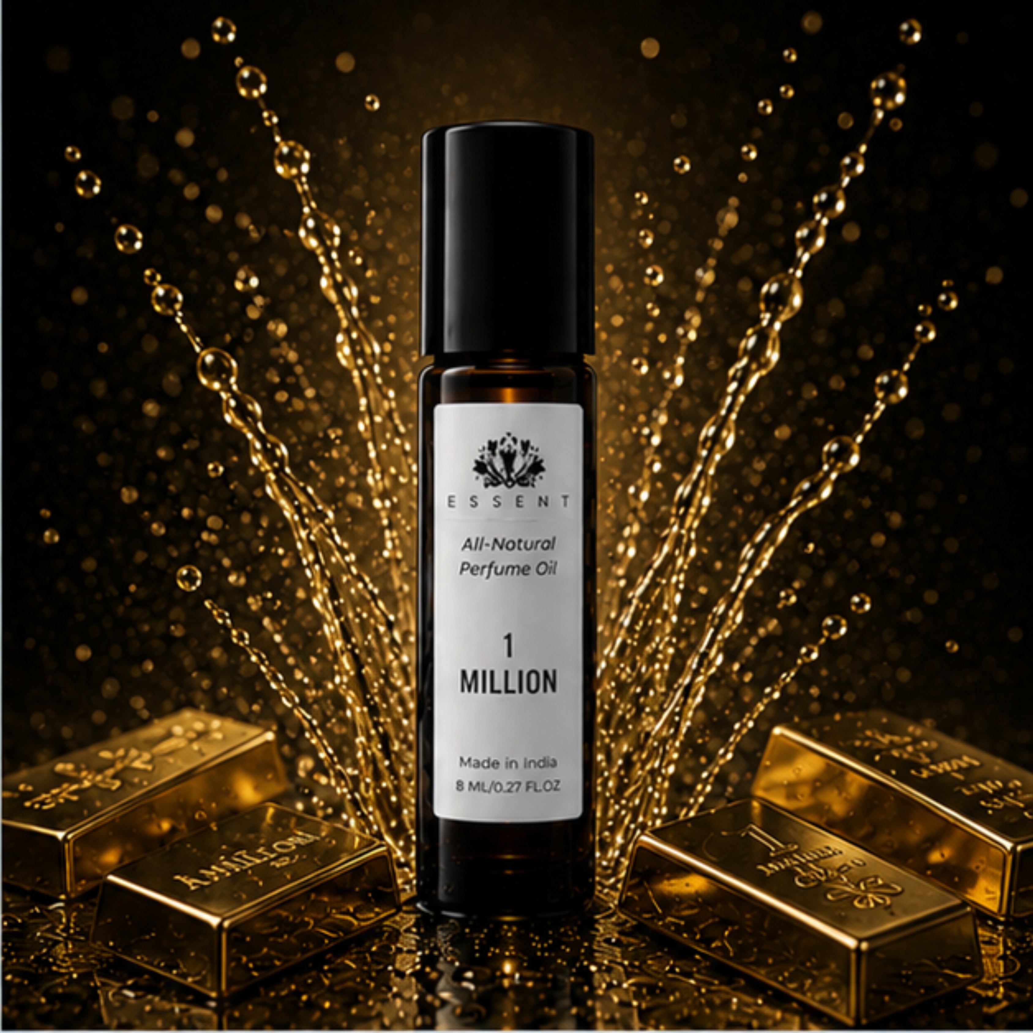 Essent 1 Million Perfume Oil Roll-On Attar 8 ml | Warm Spicy Sweet Unisex Fragrance