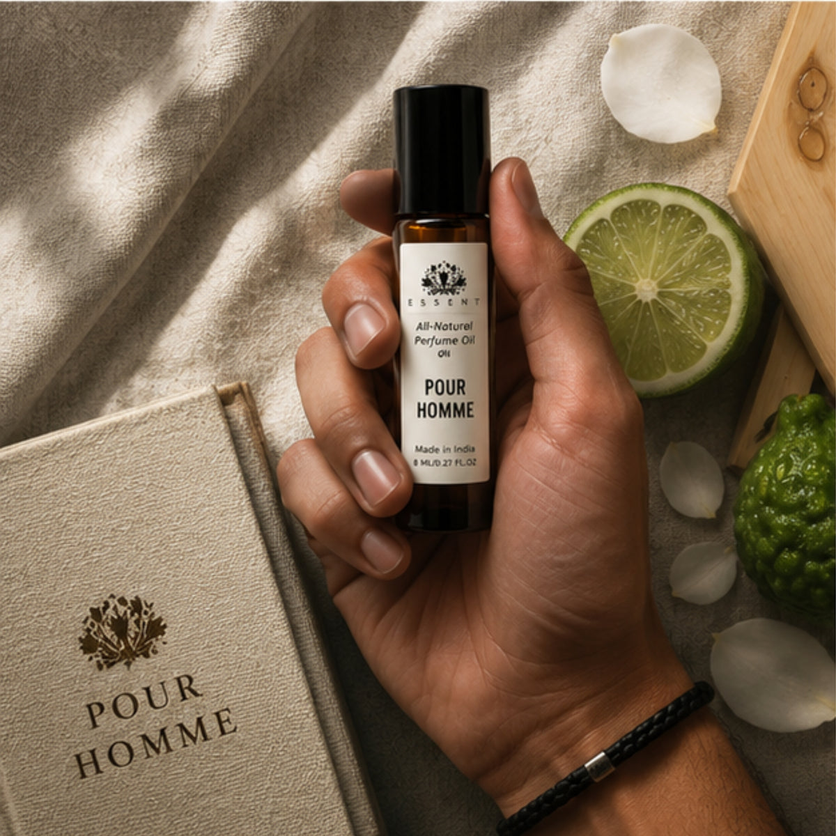 Essent Pour Homme 8 ml roll-on attar bottle — fresh citrus, view 2