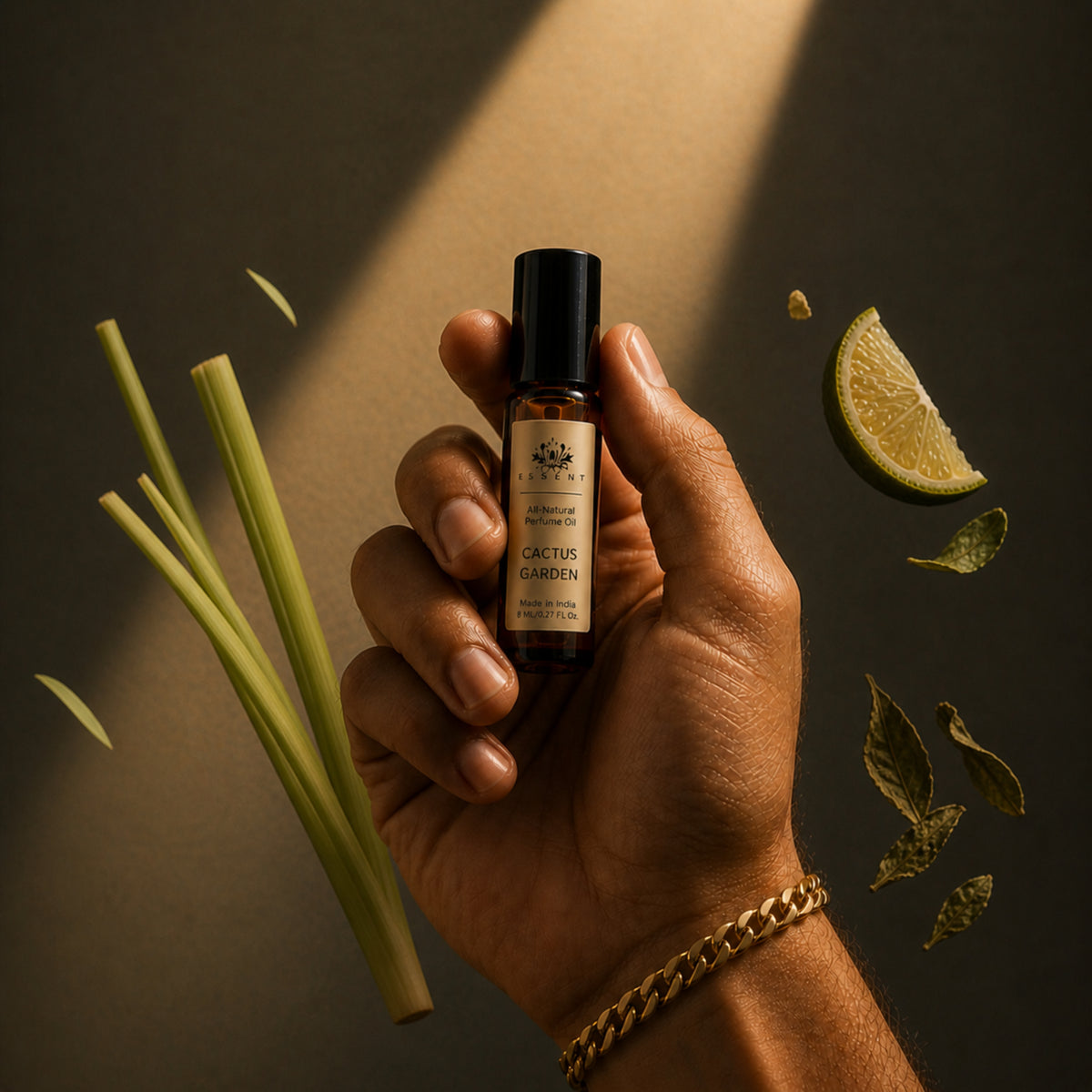 Essent Cactus Garden 8 ml roll-on attar bottle — fresh citrus, view 2