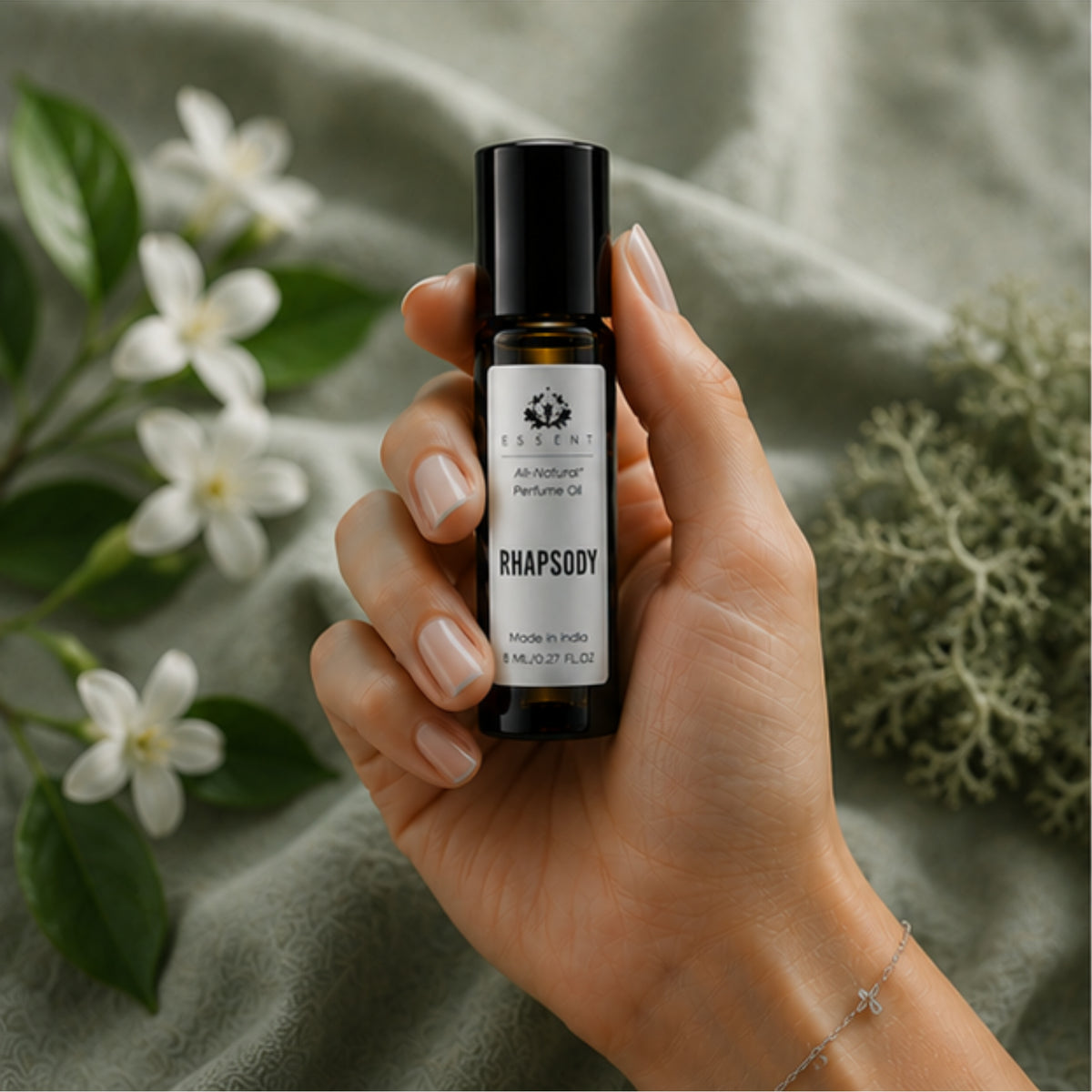Essent Rhapsody 8 ml roll-on attar bottle — woody, view 2