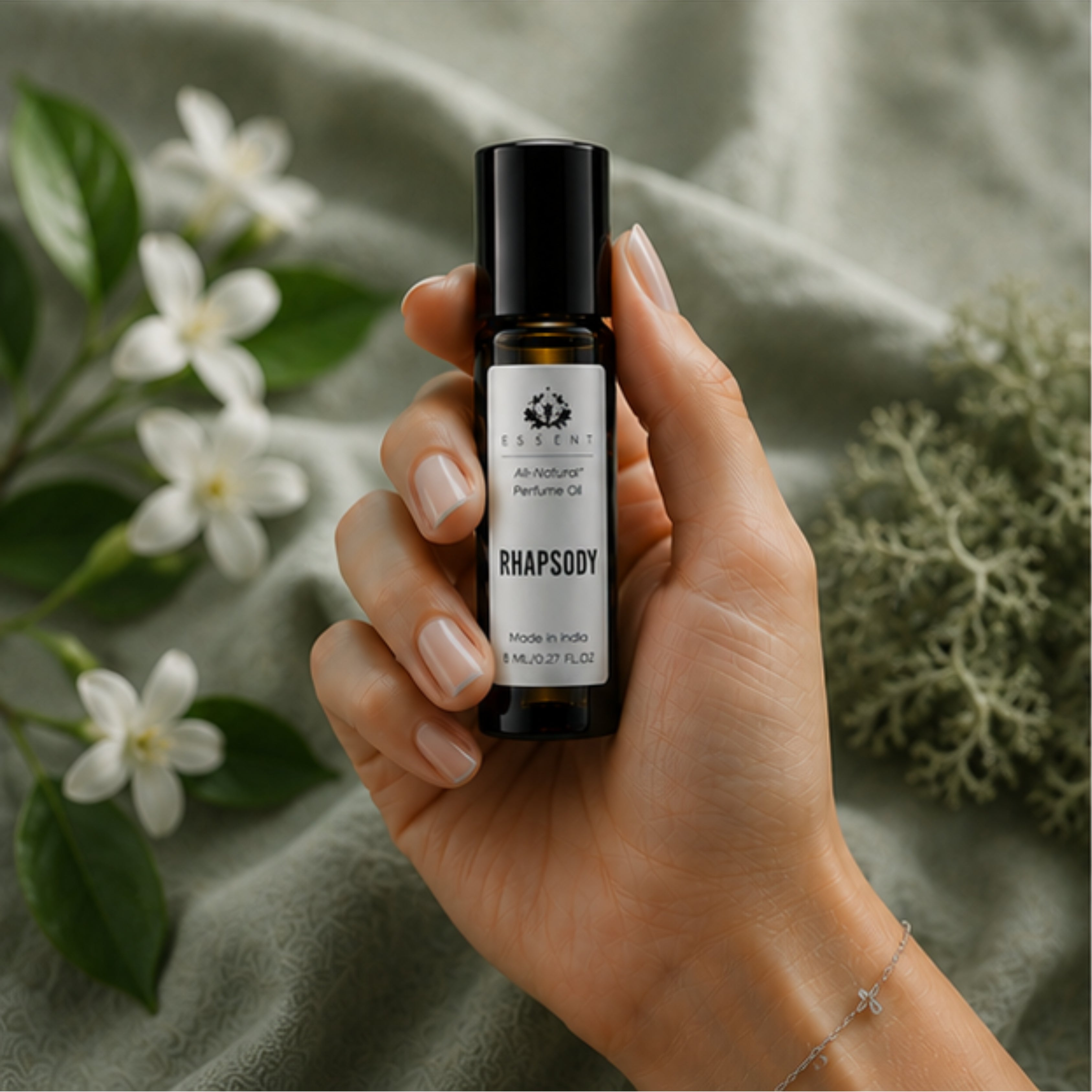 Essent Rhapsody Perfume Oil Roll-On 8 ml | Fresh Woody Luxury Attar Unisex