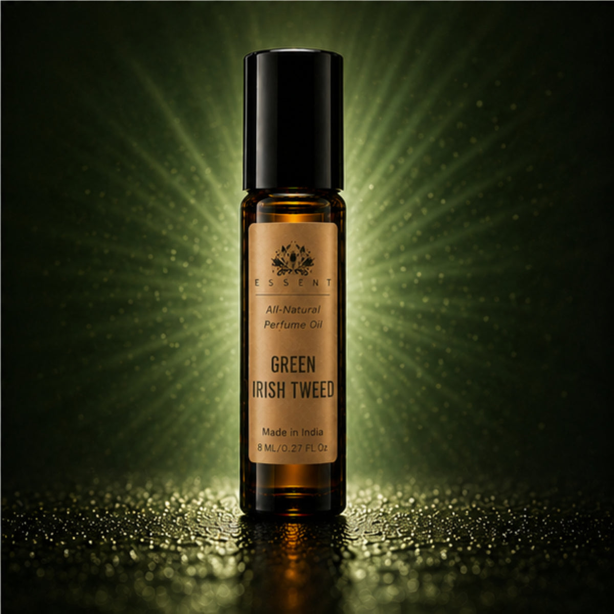 Essent Green Irish Tweed 8 ml roll-on attar bottle — woody
