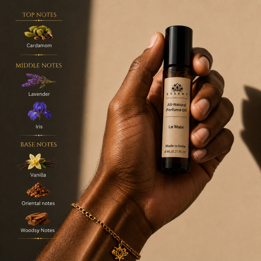 Essent Le Male Perfume Oil Roll-On Attar 8 ml | Fresh Sweet Aromatic Unisex Fragrance