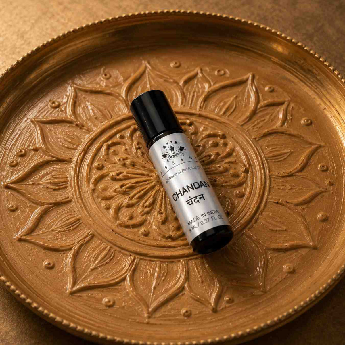 Essent Chandan, Belpatra & Kesar Chandan Attar Pack of 3 8 ml roll-on attar bottle — spicy oriental, view 5