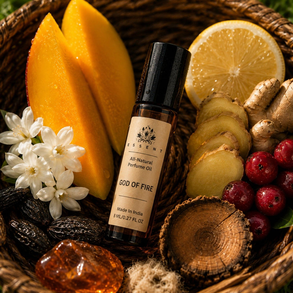 Essent God of Fire Perfume Oil Roll-On Attar 8 ml | Tropical Fruity Woody Unisex Fragrance
