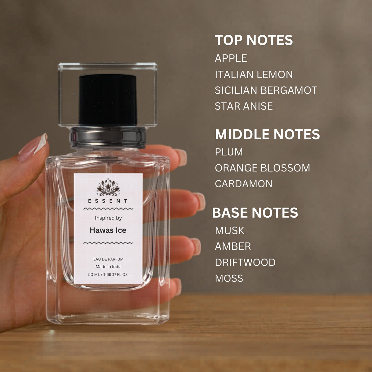 Essent Hawas Ice 30 ml eau de parfum bottle — signature blend, view 4
