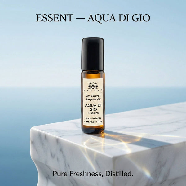 Essent Aqua Di Gio 8 ml roll-on attar bottle — aquatic fresh