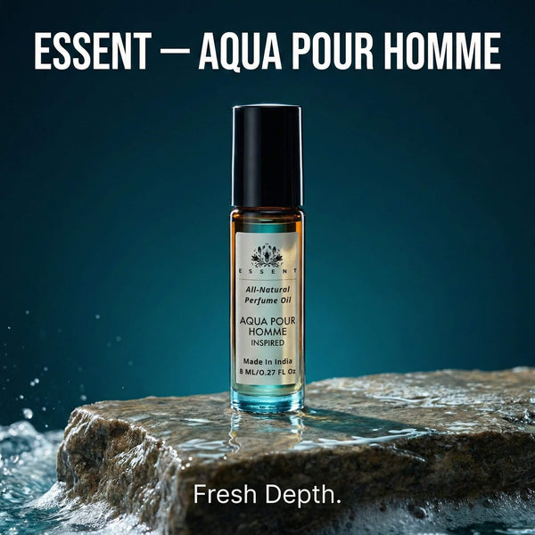 Essent Aqua Pour Homme 8 ml roll-on attar bottle — aquatic fresh