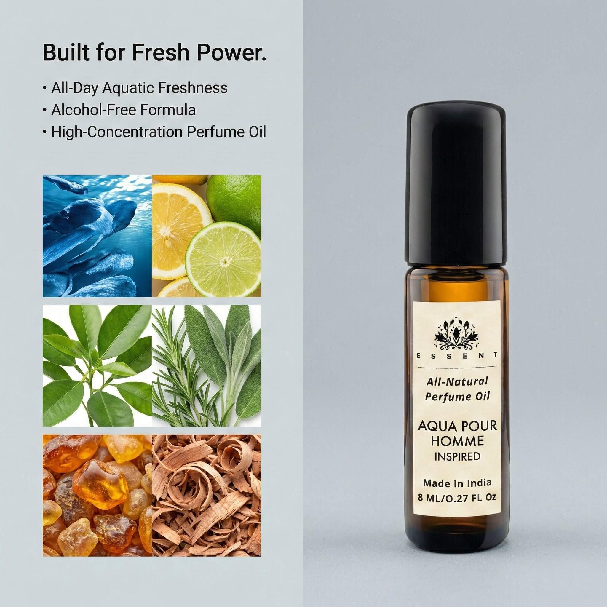 Essent Aqua Pour Homme-Inspired Roll-On Attar/ Perfume Oil