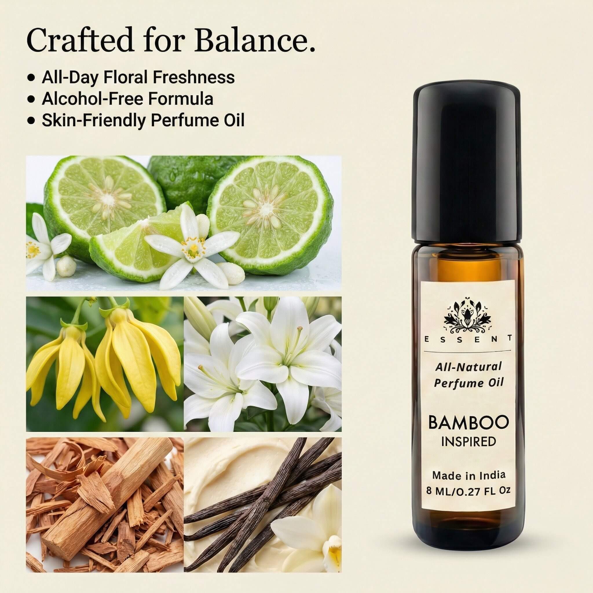 Essent Bamboo-Inspired Unisex Roll-On Attar/ Perfume Oil