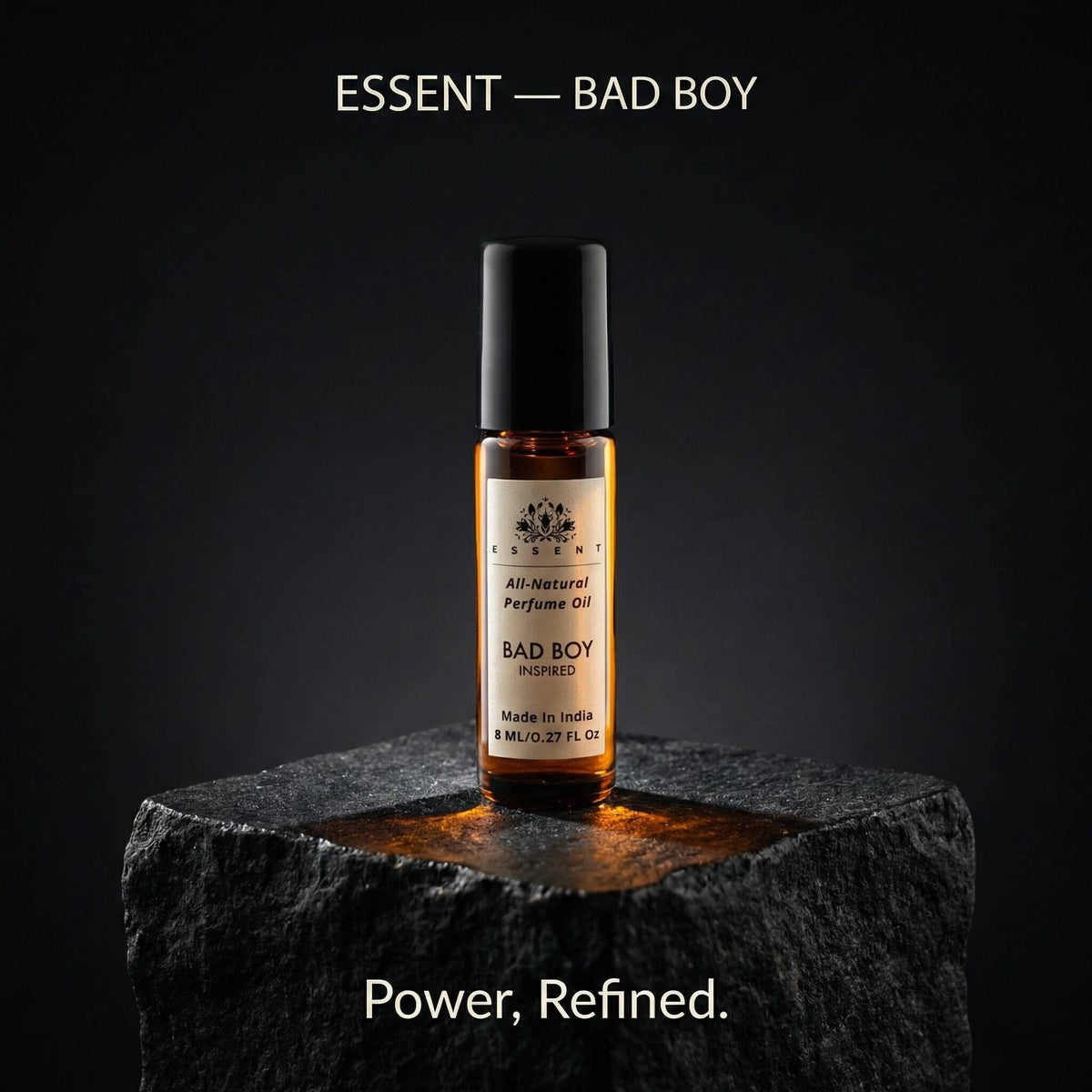 Essent Bad Boy 8 ml roll-on attar bottle — woody