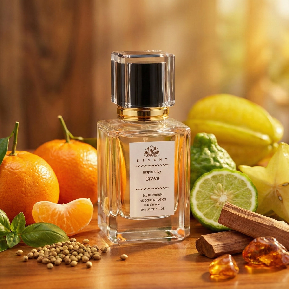 Essent Crave 100 ml eau de parfum bottle — fresh citrus, view 5