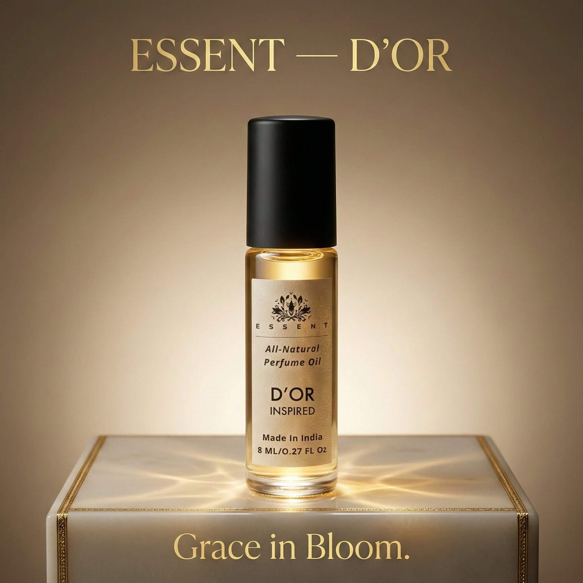 Essent Miss D'or 8 ml roll-on attar bottle — fresh citrus