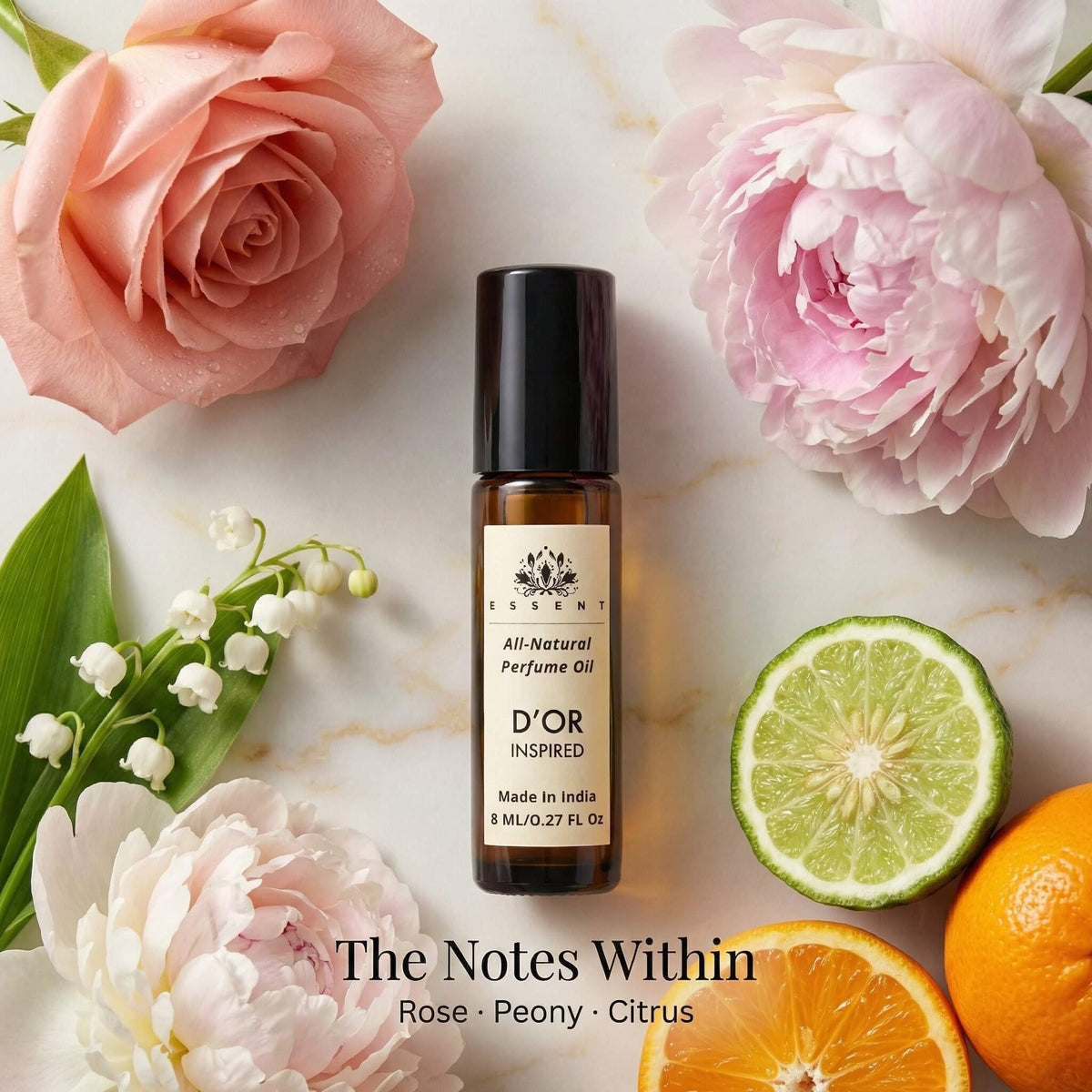 Essent Miss D'or 8 ml roll-on attar bottle — fresh citrus, view 2