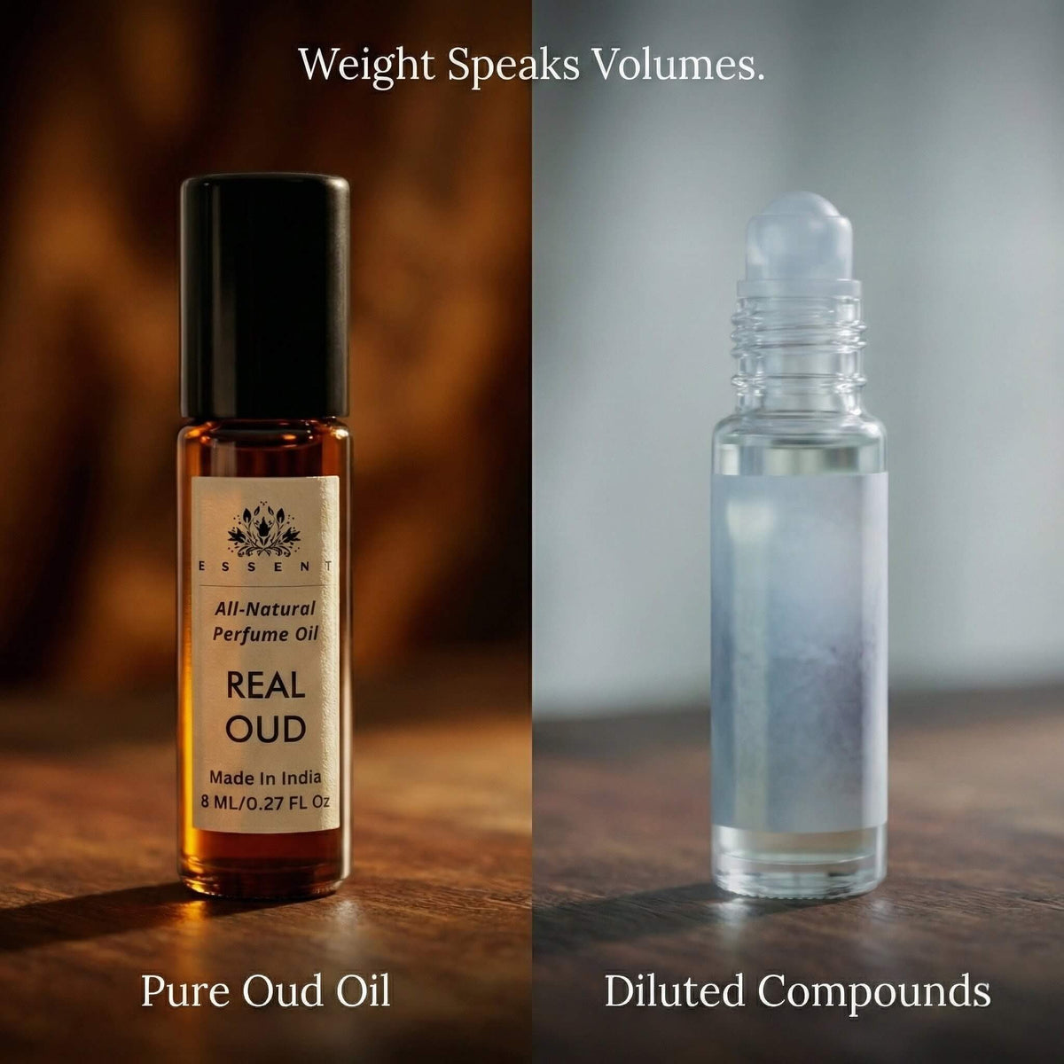Essent Real Oud 8 ml roll-on attar bottle — oud & amber, view 4