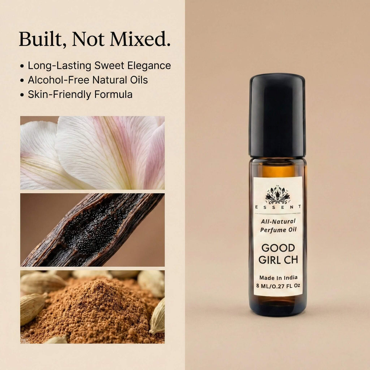 Essent Good Girl 8 ml roll-on attar bottle — amber oriental, view 3