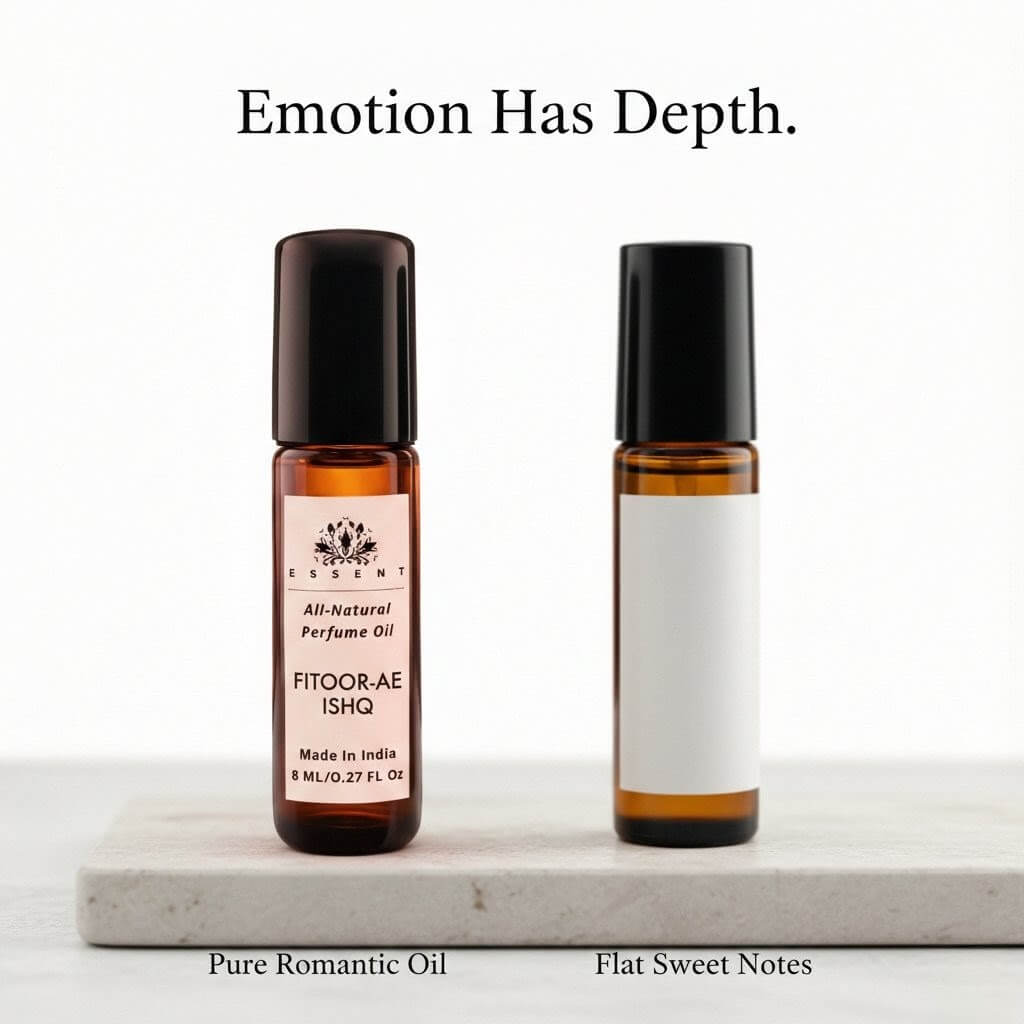 Essent Fitoor-Ae-Ishq 8 ml roll-on attar bottle — amber oriental, view 4