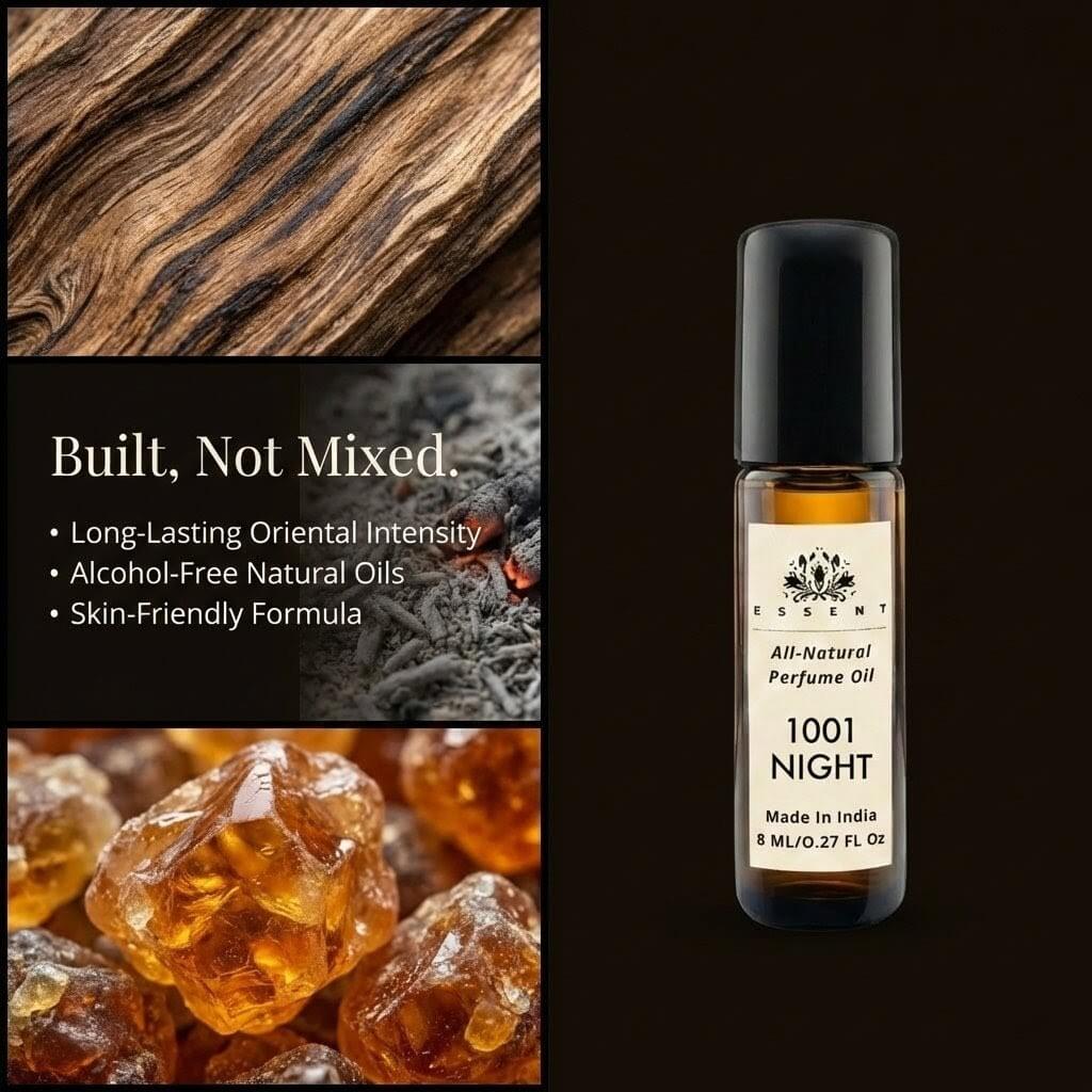 Essent 1001 Night 8 ml roll-on attar bottle — oud & amber, view 3