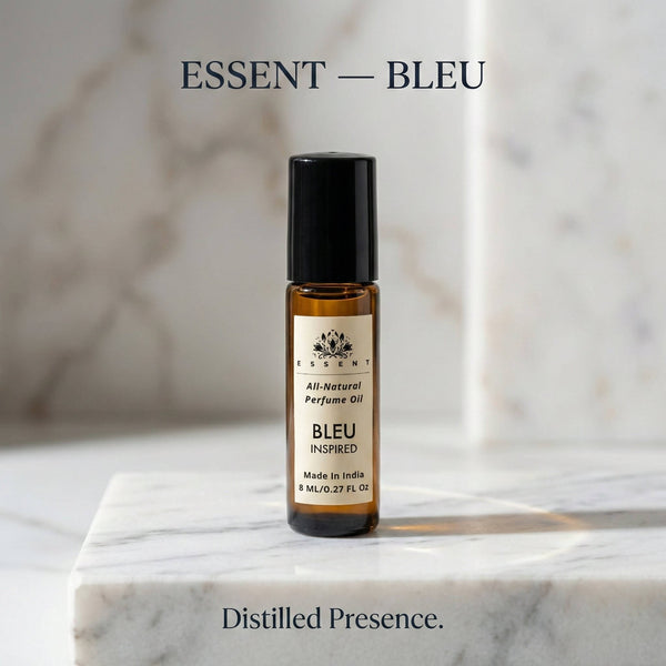 Essent Bleu de 8 ml roll-on attar bottle — fresh citrus