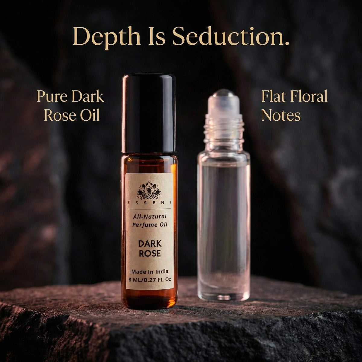Essent Dark Rose 8 ml roll-on attar bottle — rose oriental, view 4