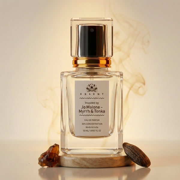 Essent Myrrh & Tonka 100 ml eau de parfum bottle — amber oriental