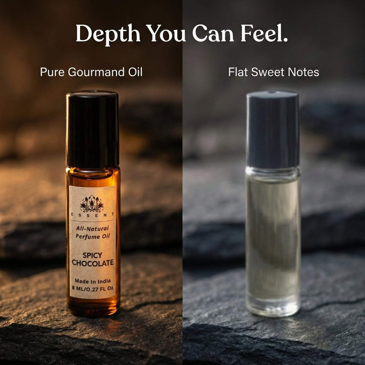 Essent Spicy Chocolate 8 ml roll-on attar bottle — spicy oriental, view 4