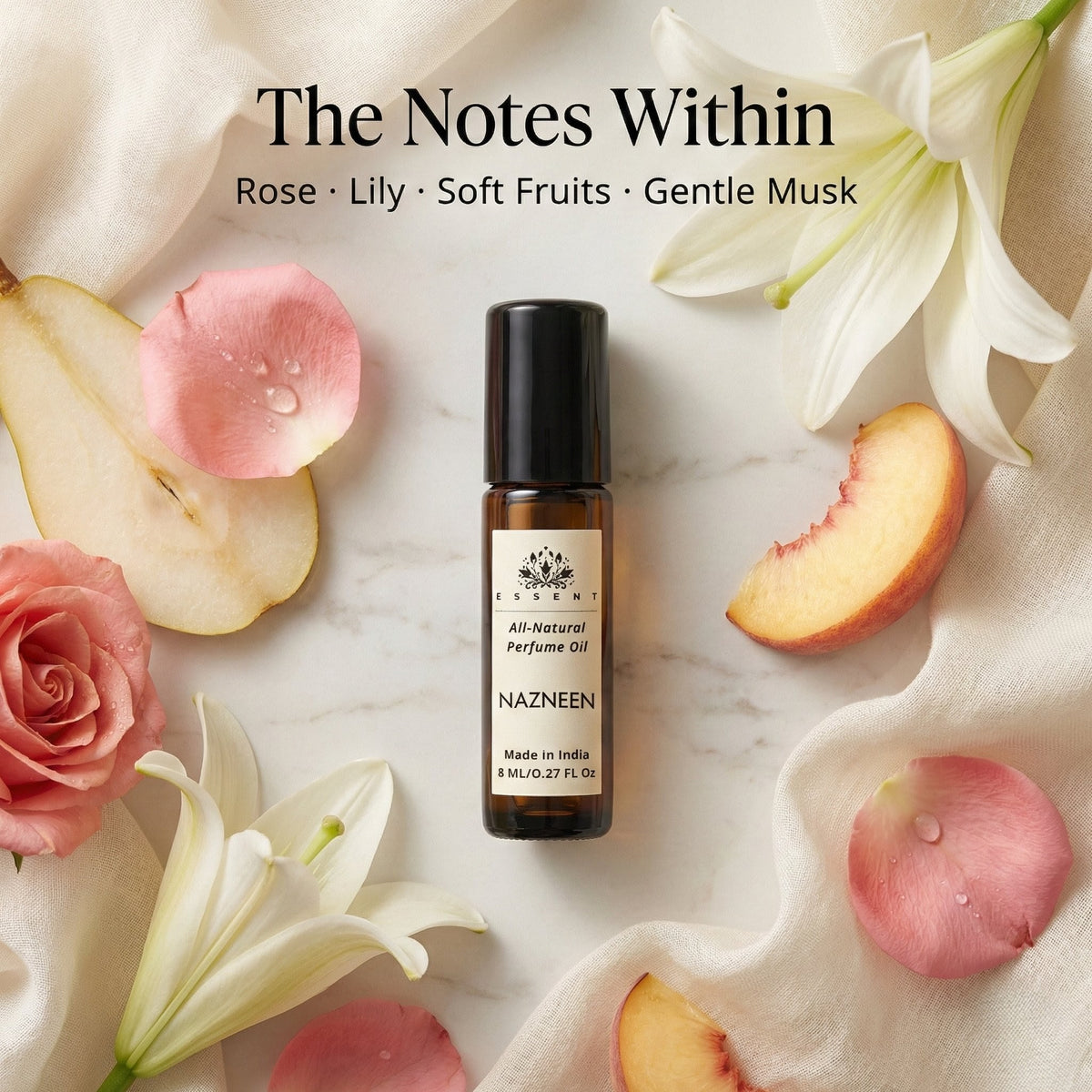 Essent Nazneen 8 ml roll-on attar bottle — rose oriental, view 2