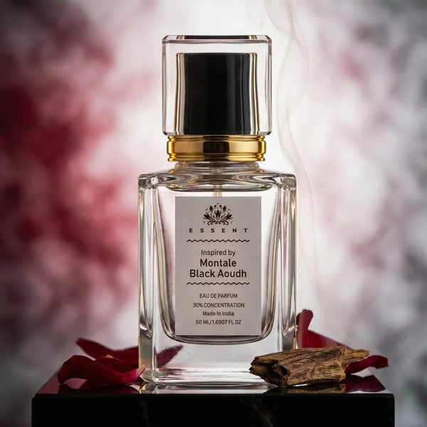 Essent Black Aoudh 100 ml eau de parfum bottle — oud & amber