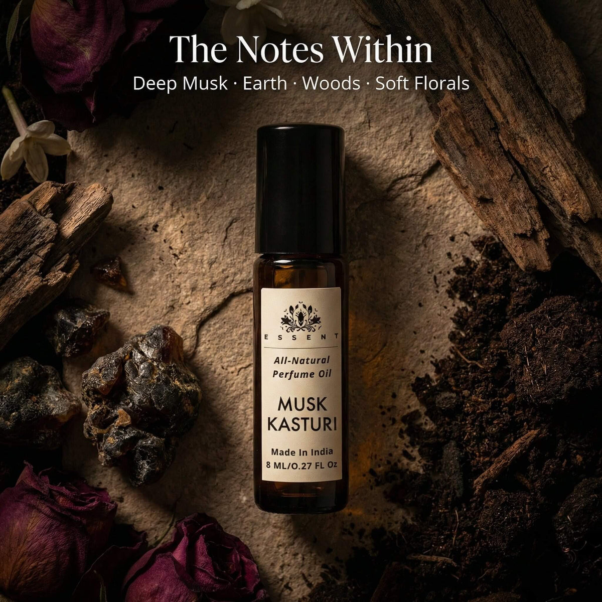 Essent Musk Kasturi 8 ml roll-on attar bottle — musk, view 2