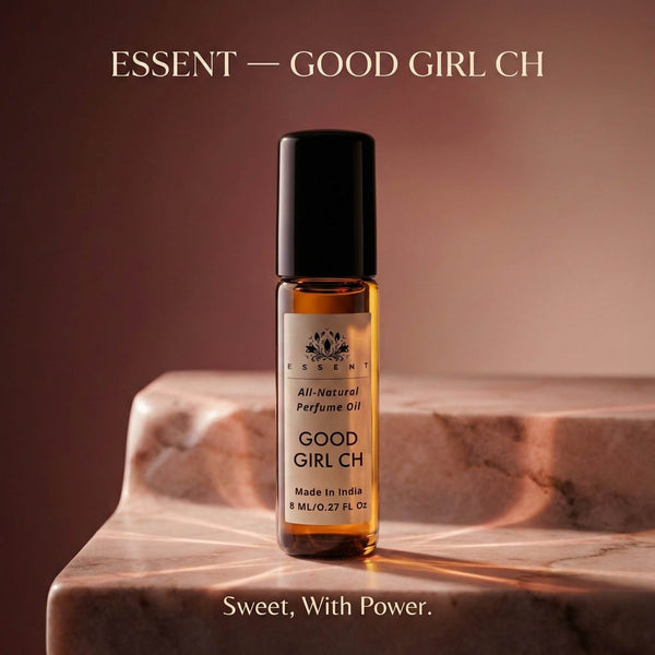 Essent Good Girl 8 ml roll-on attar bottle — amber oriental