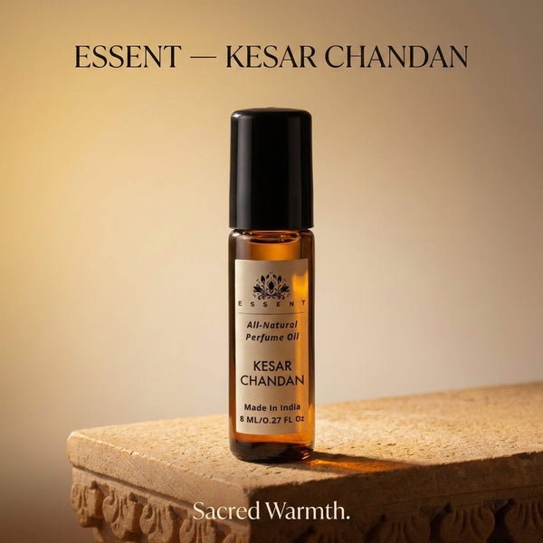 Essent Kesar Chandan 8 ml roll-on attar bottle — spicy oriental