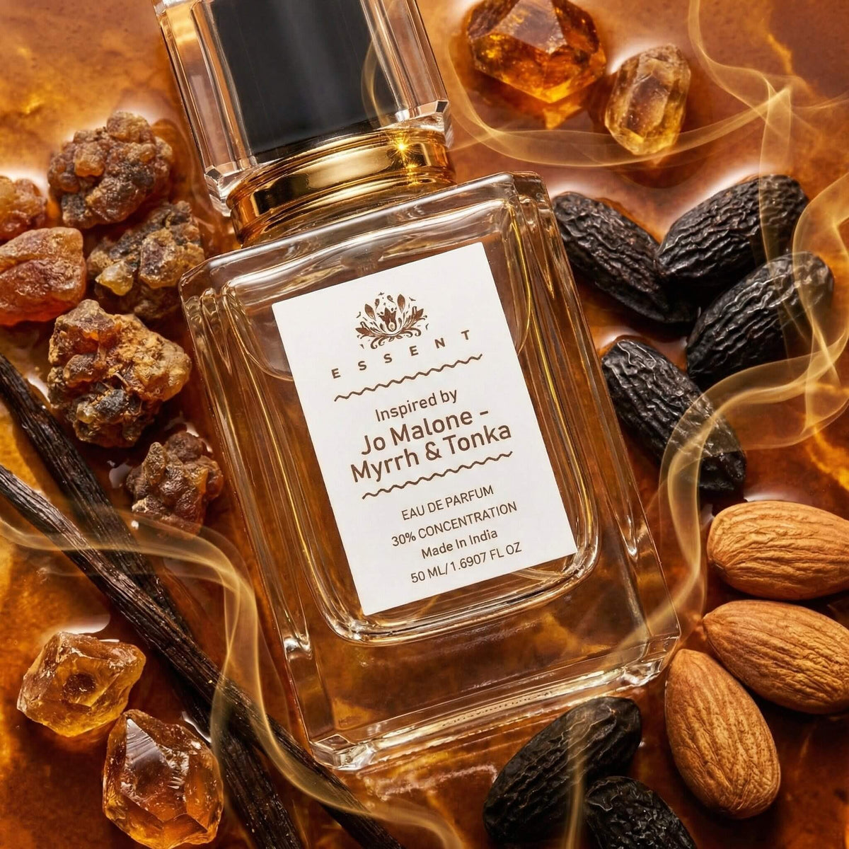 Essent Myrrh & Tonka 100 ml eau de parfum bottle — amber oriental, view 5