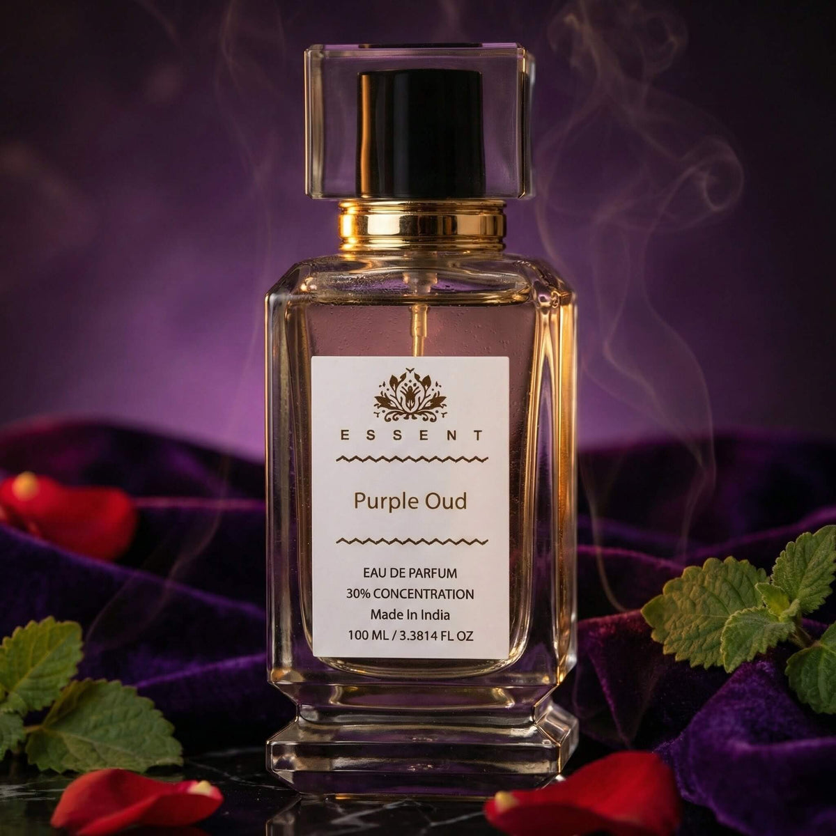 Essent Purple Oud 30 ml eau de parfum bottle — oud & amber, view 3