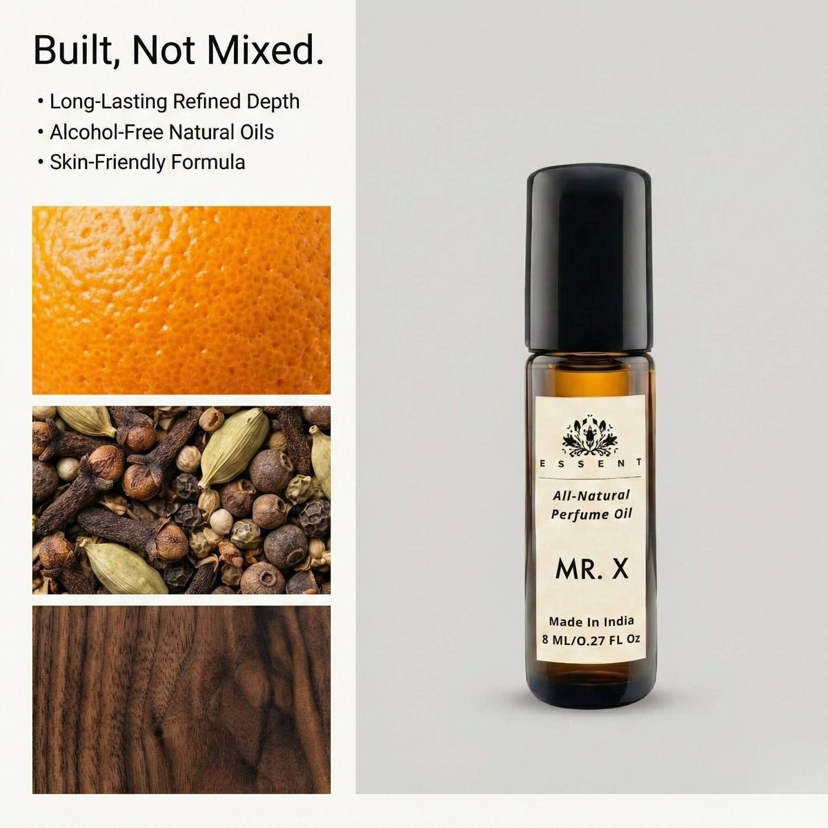 Essent Mr. X 8 ml roll-on attar bottle — fresh citrus, view 4
