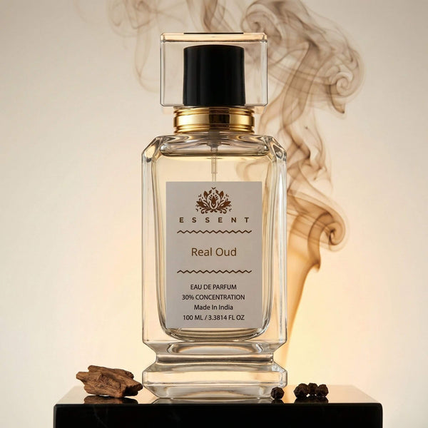 Essent Real Oud 30 ml eau de parfum bottle — oud & amber